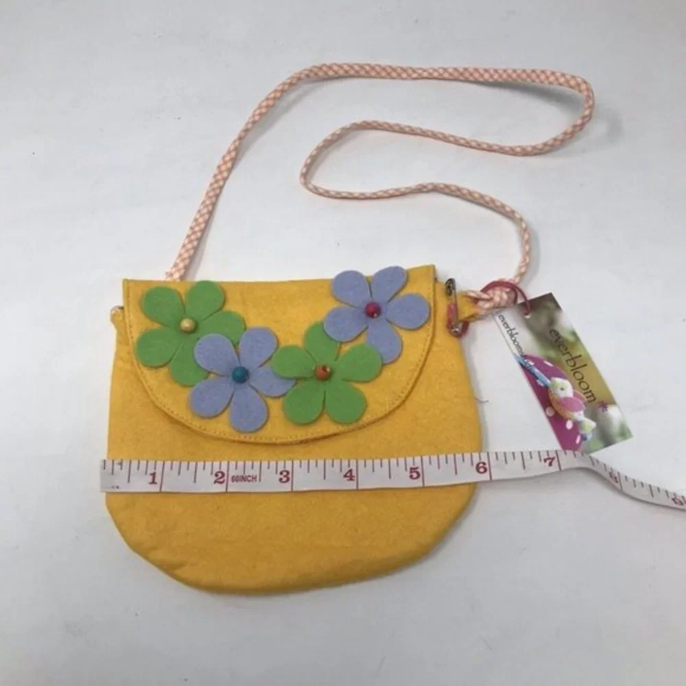 Everbloom Studio Girls Yellow Felt Purse with Flowers NEW